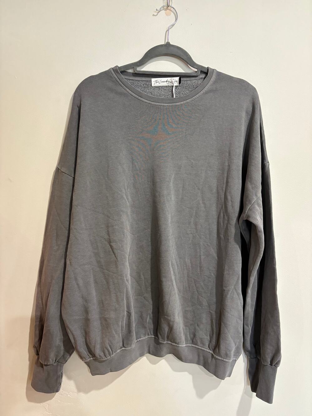 NWT The Laundry Room Dropped Shoulder Fleece Lined Pullover Sweatshirt Gray S